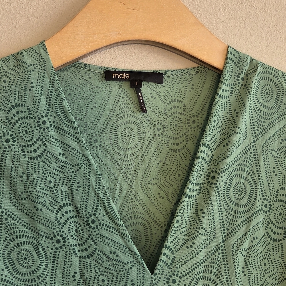 Maje Limaro Printed Flowy Top Sz 1/S Pullover Fluid Summer Casual Party Brunch - Picture 6 of 12